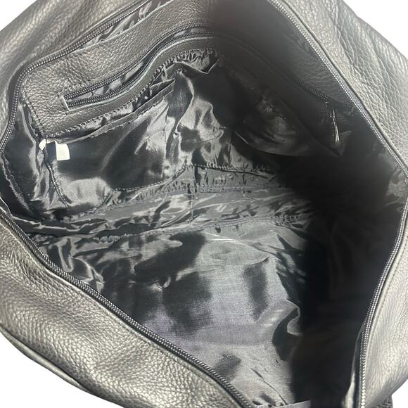 Caroll Black Leather Briefcase Laptop Work Bag with Shoulder Strap - Picture 11 of 11